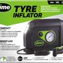 Slime 40050 Tire Inflator, Portable Car Air Compressor, with Analog 100 psi Dial Gauge, Long Hose and LED Light, 12V, 8 min Inflation