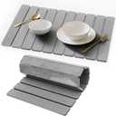 Stone Drying Mat for Kitchen Counter, Quick Diatomaceous Earth Mats for Dishes, 23.6"L x 15.7" W Super Absorbent Fast Drying Collapsible Countertop Stone Mat (Light Grey, Extra Large)