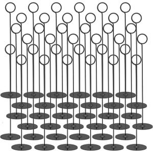 Urban Deco 36PK Table Number Holders Place Card Holders 12 Inch Table Card Holders Steel Card Holders for Photos, Food Signs, Memo Notes, Weddings, Restaurants, Birthdays (Black 36PK)