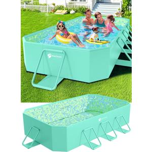 StarOcean Foldable Pool, Large Non-Inflatable Swimming Pool for Kids,Adult Collapsible Pools Hard Plastic Shell, Oversized Thickened,Portable Folding Kids Pools for Backyard 89"x48"x20"-Green