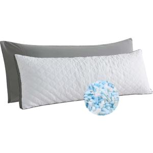 WhatsBedding Memory Foam Body Pillow with Removable Pillowcase-Fluffy Body Pillows for Adults -Large Long Bed Pillows for Sleeping - 20x54 inch, White