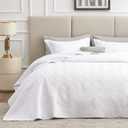 Love's cabin King Size Quilt Set White Bedspreads - Soft Bed Summer Lightweight Bedspread Comforter - Modern Style Wave Pattern Coverlet for All Season - 3 Pieces (1 Quilt, 2 Pillow Shams)