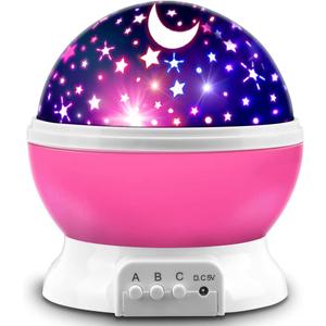 MOKOQI Star Projector, Night Light Lamp Fun Gifts for 1-4-6-14 Year Old Girls and Boys Rotating Star Sky Moon Light Projector for Kids Bedroom Decor -Pink