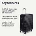 Amazon Basics 30" Hardside Large Checked Luggage, Hardshell Suitcase With Four Multi-directional Wheels, Expandable For Up to 15% More Space, Scratch-Resistant Shell, Black