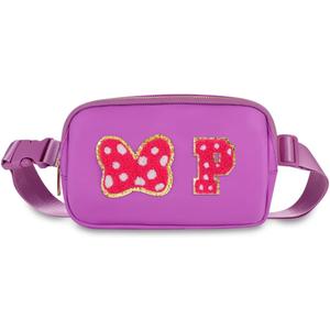 Initial Letter Mouse Bow Fanny Pack, Cute Christmas Birthday Gifts for Girl Daughter Women Waterproof Crossbody Bag for Girls, Personalized Belt Bag for Park Travel, P