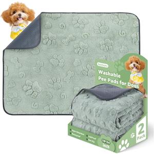 LOOBANI Washable Pee Pads for Dogs: 2 Pack Super Absorbent Reusable Puppy Pads, Leakproof and Waterproof Dog Training Pads Whelping Pads for Potty, Floor, Crate, Couch Bed and Travel, 18"x24"