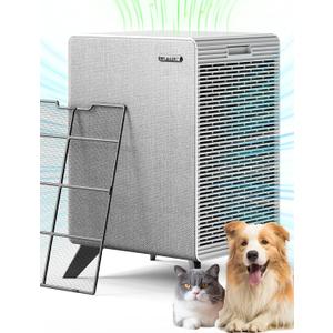 Air Purifiers for Home Large Room Up to 2250 ft - Remove 99% of Smoke Allergies Pet Dander Odor - Dual 3-Stage Filters of Washable Pre-Filters and True HEPA Filters with AQI, Auto Mode (Grey)