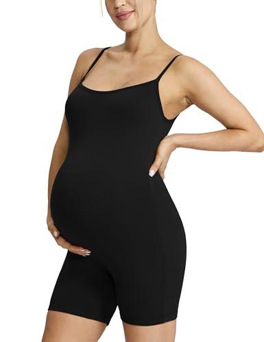 POSHDIVAH Women's Maternity Spaghetti Strap Bodysuit Shorts Pregnancy Bodycon Jumpsuit Sleeveless Tank Top Romper Shapewear Black Small POSHDIVAH Women's Maternity Spaghetti Strap Bodysuit Shorts Pregnancy Bodycon Jumpsuit Sleeveless Tank Top Romper Shapewear Black Small