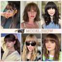 2 x Bangs Hair Clip in Bangs,100% Human Hair Fake Bangs Clip on Bangs Blonde,Faux Bangs Clip in Hair Extensions,French Bangs Fringe With Temples Hairpieces Curved Bangs for Daily Wear