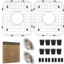 YORZSDI Kitchen Sink Grid 18-7/8" x 16-3/4" - Heavy Duty Kitchen Sink Protector with Built-in Strainer & Rear Drain, Non-Slip Rubber Feet & Scratch Resistant Bottom Guard