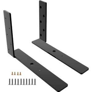 Hanging L Floating Shelf Bracket, Heavy Duty Steel Knee Wall Hidden Granite Countertop Support Floating Bracket Hardware for Cabinets, Granite, Dishwasher (2 Pack, 10 Inch)