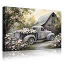 Deocorlevel Rustic Country Wall Art: Farmhouse Truck & Pink Flower Art, 24x16inch Unframed Canvas Print, Perfect for Bedroom, Living Room, Kitchen & Office