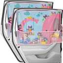 DIZA100 Car Sun Shade for Window Baby, 2 Pack Full Shade Window Shades with Storage Net Pocket, 7 Suction Cups, Cute Elephant for Sun/Heat/UV Rays Protection, Kids