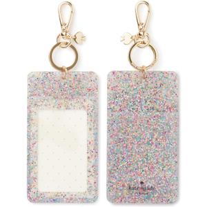 Kate Spade New York Id Badge Clip Key Chain, Sparkle Silicone Keychain Accessory and Suitcase Identifier, Multi Glitter