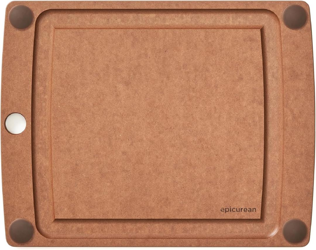 Epicurean All-In-One Cutting Board with Non-Slip Feet and Juice Groove - Non-toxic, Dishwasher Safe, Made in the USA, 11.5" x 9", Nutmeg