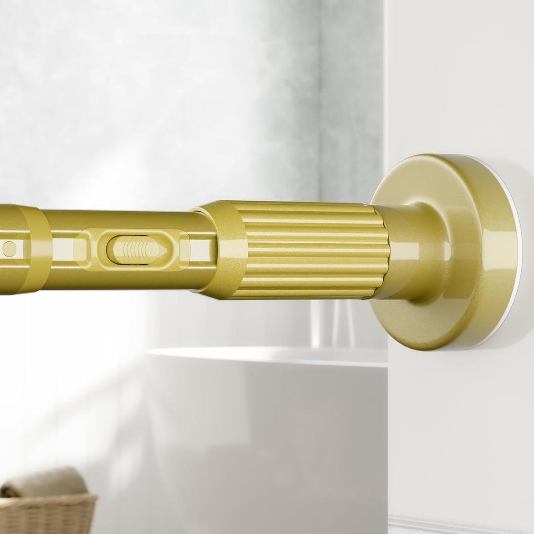 MEXAU Tension Curtain Rod 41-126”, Heavy Duty Gold No Drill Shower Rod