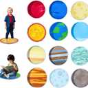 Non-Slip 12Pcs 16'' Solar System Carpet Circle Seats for Classroom|Kids Round Floor Mats|Circle Time Learning Playing Area Carpet Squares Seating|Elementary School Preschool Day Care|