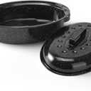15.4" Roasting Pans for Ovens Porcelain Enameled Steel Oval Roaster Pan with Domed Lid for Turkey, Chicken, Vegetable, Lamb, Sourdough Bread