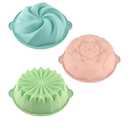 HUAKENER 3 Pcs Flower Shape Cake Molds, Nonstick Silicone Cake Molds for Jello Cakes, Cheese Cakes, Strawberry Shortcake, Brownie Tart Pie