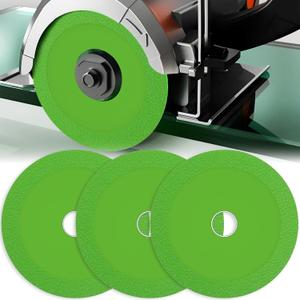 3 Pcs Glass Cutting Disc 4 1/2" X 7/8” for Angle Grinder, 4 1/2 Inch Ultra-Thin Diamond Saw Blades, Reusable Glass Cutting Tool for Grinding Jade, Crystal, Wine Bottles, Tile (Green)