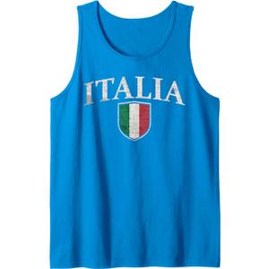 Vintage Italy Flag Italian Shield Italia Pride Football Cool Tank Top, M