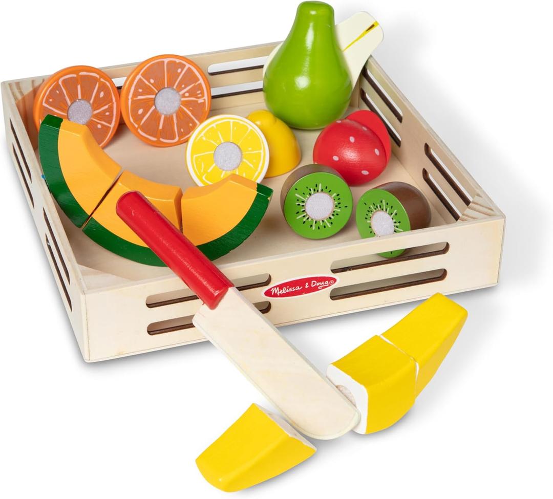 Melissa & Doug Cutting Fruit Set - Wooden Play Food Kitchen Accessory, Multi - Pretend Play Accessories, Wooden Cutting Fruit Toys For Toddlers And Kids Ages 3+ (One Size)
