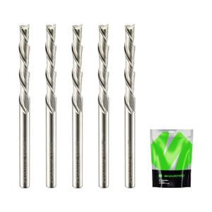 Downcut Spiral Router Bits 1/8 Inch Shank 1/8 Inch Cutting Dia. Solid Carbide Down Cut CNC Bits, Ideal for Wood Cutting, Slot Mortise, Engraving, Carving (5PCS)