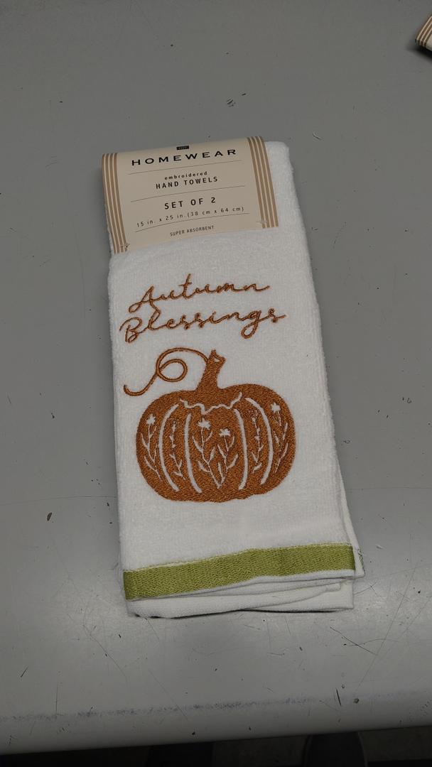 Homewear Embroidered Hand Towels - Autumn Blessings, Pack of 2