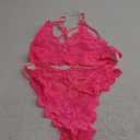 Namifin Women Lingerie Set Lace Bralette and Panty Set Strappy Lace Lingerie (X-Large, Pink)