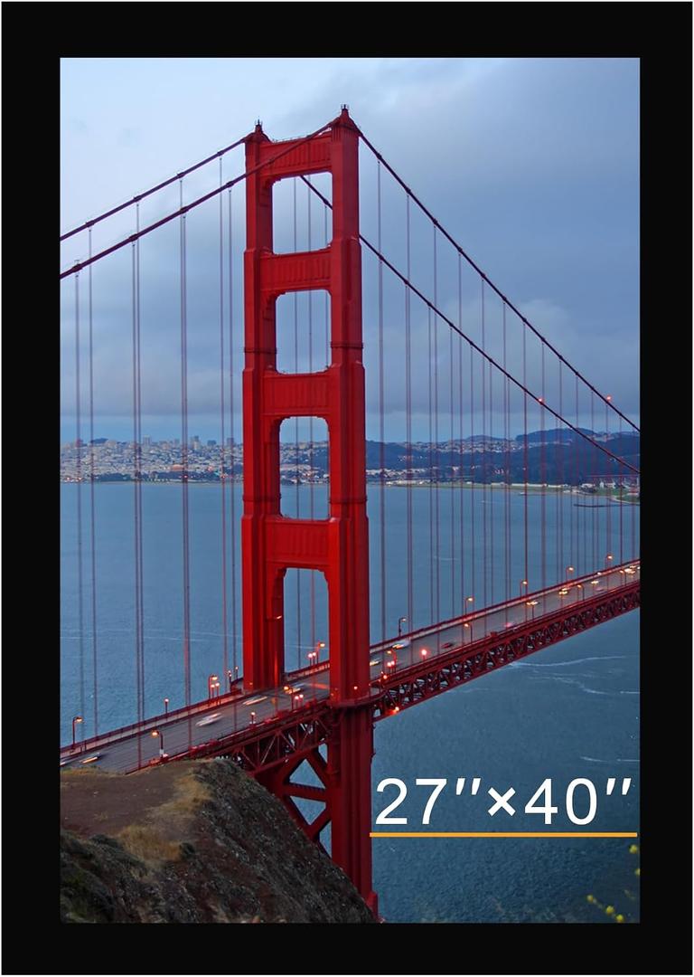 BESCRCL 27x40 Poster Frame for Wall Display with HD Plexiglas, Engineered Wood for 27 x 40 Picture, Black, 1 Pack