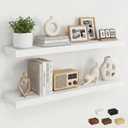 Dreamland 32inch Floating Shelves for Wall, Rustic White Floating Shelves for Bathroom|Bedroom|Kitchen, Deep Wall Mounted Book Shelf, Wood Storage Display Shelf for Home Decor, Set of 2