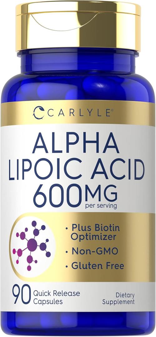 Carlyle Alpha Lipoic Acid 600mg | Plus Biotin Optimizer | 90 Capsules | Non-GMO & Gluten Free Supplement (EXP 04/2027)