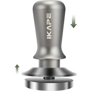 IKAPE 53mm Espresso Tamper, Premium Barista Coffee Tamper with Calibrated Spring Loaded, 100% Flat Stainless Steel Base Tamper Fits for Breville Series 54mm Portafilter Basket (Silver)