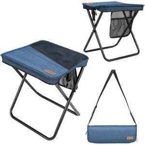 16-Inch Extra Tall Folding Camping Stool with 3 Storage Pockets