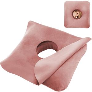 Ear Piercing Pillow for Side Sleepers with Ear Inflammation & Pressure, Soft Velvet Adjustable Ear Guard Pillow with Removable & Washable Cover (Pink, Pillow & Cover)