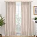YoungsTex Natural Linen Curtains 95 Inches Long 2 Panels for Bedroom, Semi Sheer Drapes Light Filtering Privacy Floor Length Window Treatments with Pinch Pleated for Living Room, 40 X 95 Inch