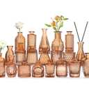 Amber Glass Bud Vases -Set of 20 for Flowers, Small Amber Bud Vases in Bulk for Centerpieces Decor, Mini Glass Set for Home Table Decorations