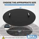 Fire Pit Lid Cover Round - 38" Rust Resistant Powder Coated Steel Firepit Cover or Table with 2 Wooden Handles for Patio Fire Pit, Weatherproof for All Seasons, Fits Fire Pits Up to 36"