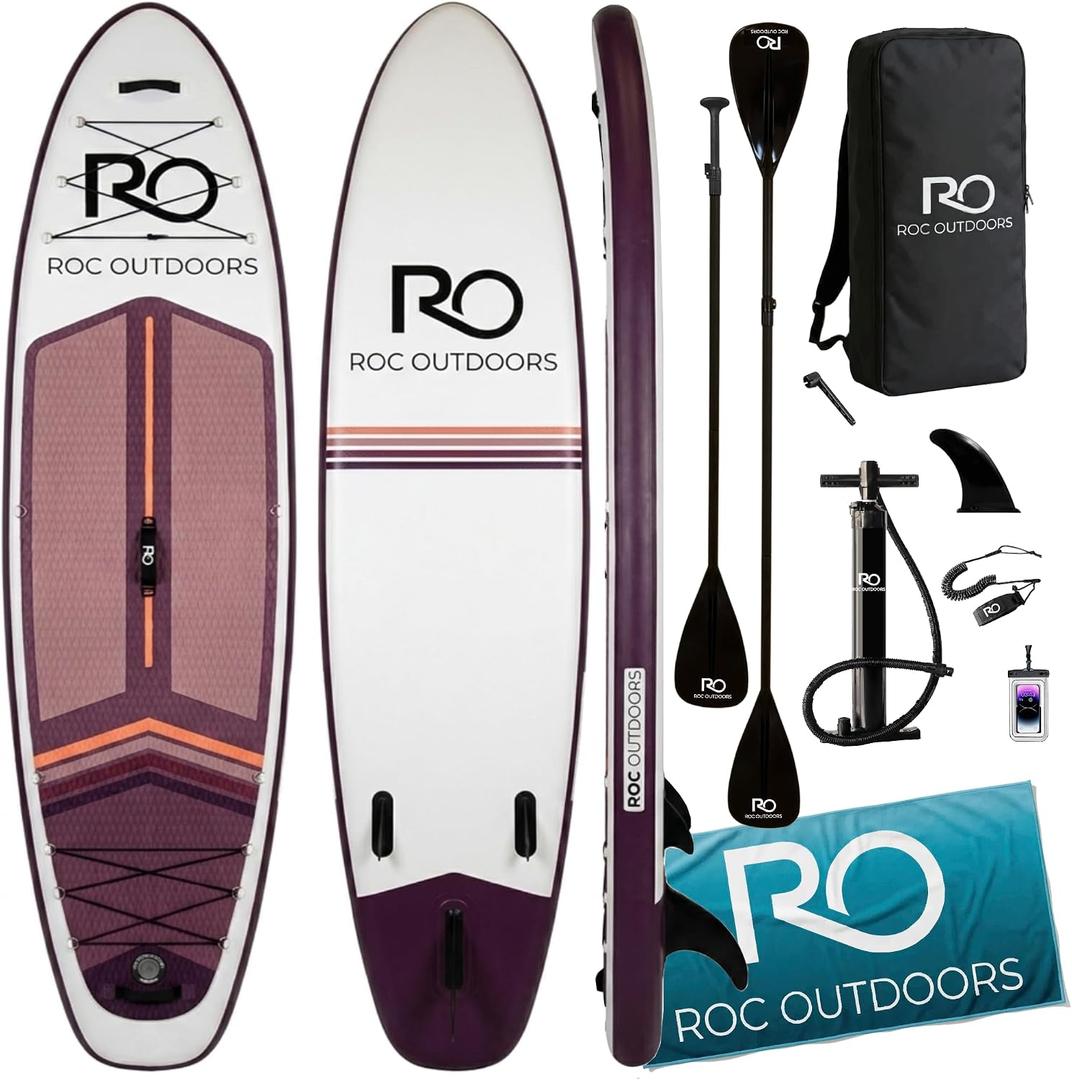 Roc Inflatable Stand Up Paddle Board 10' 6" with Premium SUP Paddle Board Accessories, Wide Stable Design, Non-Slip Comfort Deck for Youth & Adults