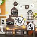FairySandy 11 Pcs Home Tiered Tray Decor Spring Rustic Farmhouse Tiered Tray Decorations Set Home Wooden Signs Vintage Farm Animal Farmhouse Tabletop Wood Signs for Kitchen Table Shelf Decor
