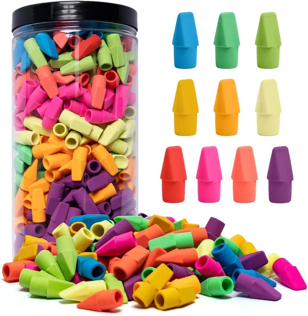 Cap Erasers for Pencils Pulk - Pencil Top Erasers Cap Erasers Toppers for Latex Free Assorted Colors School Supplies for Teachers Sudents Classroom Home and Office (500) (Red)