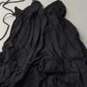 Womens V Neck Crisscross Backless Dresses Tie Back Sleeveless Ruffle Hem Flowy Swing A-Line Vintage Summer Mini Dress S