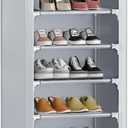 ERONE Shoe Rack with Cover 10 Tier Tall Slim Narrow Shoe Rack Organizer Space-Saving Sturdy Shoe Storage Shelf for Entryway, Closets (Grey)