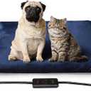 Toozey Pet Heating Pad, 6 Adjustable Temperature Dog Cat Heating Pad with Timer, Waterproof Heated Dog Bed with Chew Resistant Cord, Indoor Electric Pet Heated Mat 28x20in (Navy Blue)