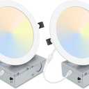 2 Pack 8 Inch LED Recessed Light- Ultra-Thin Recessed Ceiling Lighting with Junction Box, 3000K/4500K/6000K Selectable, 1800LM High Brightness, Dimmable Canless Downlight Fixtures