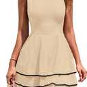 PRETTYGARDEN Women's 2026 Summer Sundresses Casual Elegant Sleeveless Flowy Tiered Ruffle A Line Mini Graduation Party Dress (Beige, M)