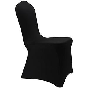 WELMATCH Black Stretch Spandex Chair Covers - 1 PCS Banquet Events Party Universal Dining Decoration Scuba Elastic Chair Covers Premium (Black, 1)