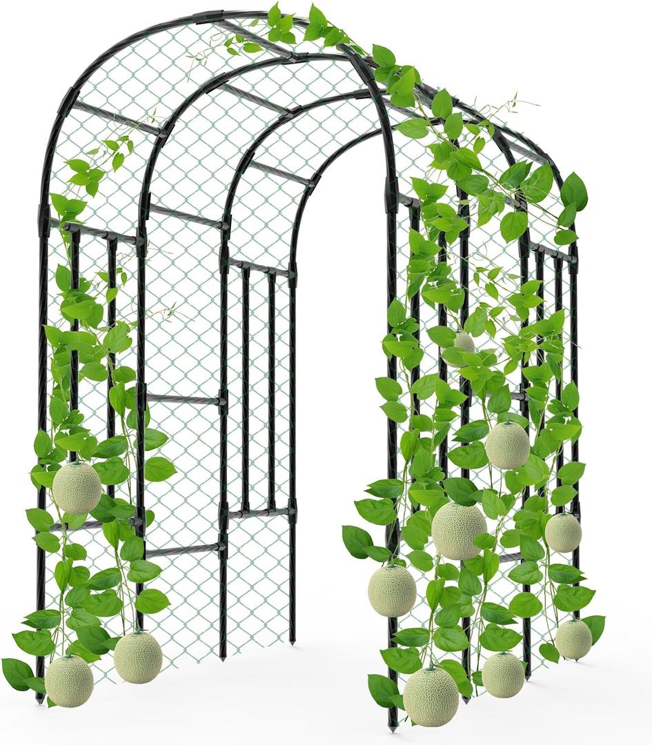 Garden Arch Trellis - 47"L*71"W*87"H, Rust-Proof Grape Trellis with Thickened Steel Pipe, Garden Arch Trellis for Climbing Plants Outdoor, Tunnel Trellis for Cucumber, pumpkin,Squash, Melon
