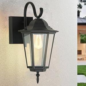 hykolity Extra Large 22 Inch Outdoor Wall Lantern, Waterproof Exterior Wall Sconce Light Fixture, Anti-Rust Wall Mount Light with Clear Glass Shade, Wall Lamp with E26 Socket for Porch, Front Door