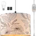 CINSARY Plug in Pendant Light, Hanging Light with Plug in Cord with Dimmable Switch, Hanging Lamp with 15 ft Clear Cord, Pendant Lights Fixture for Bedroom Kitchen Island (Bulb Included)